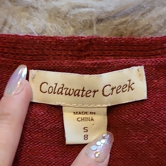 Coldwater creek womens red vneck wool blend sleeveless sweater size small - Picture 3 of 5